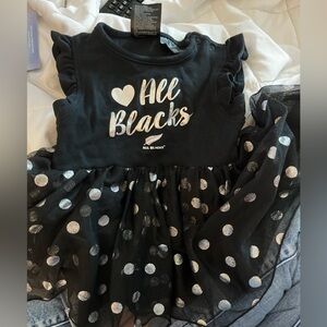 New Zealand ~ ALL BLACKS ~ Baby Polka Dot Skirted Onesie ~ Size 9-12 Months ~